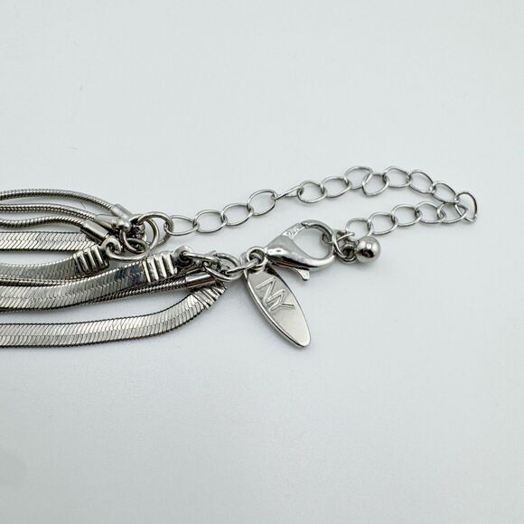 Vintage NY Layer Strand Necklace Silver Tone Glamour Disco Retro Statement - Picture 11 of 12